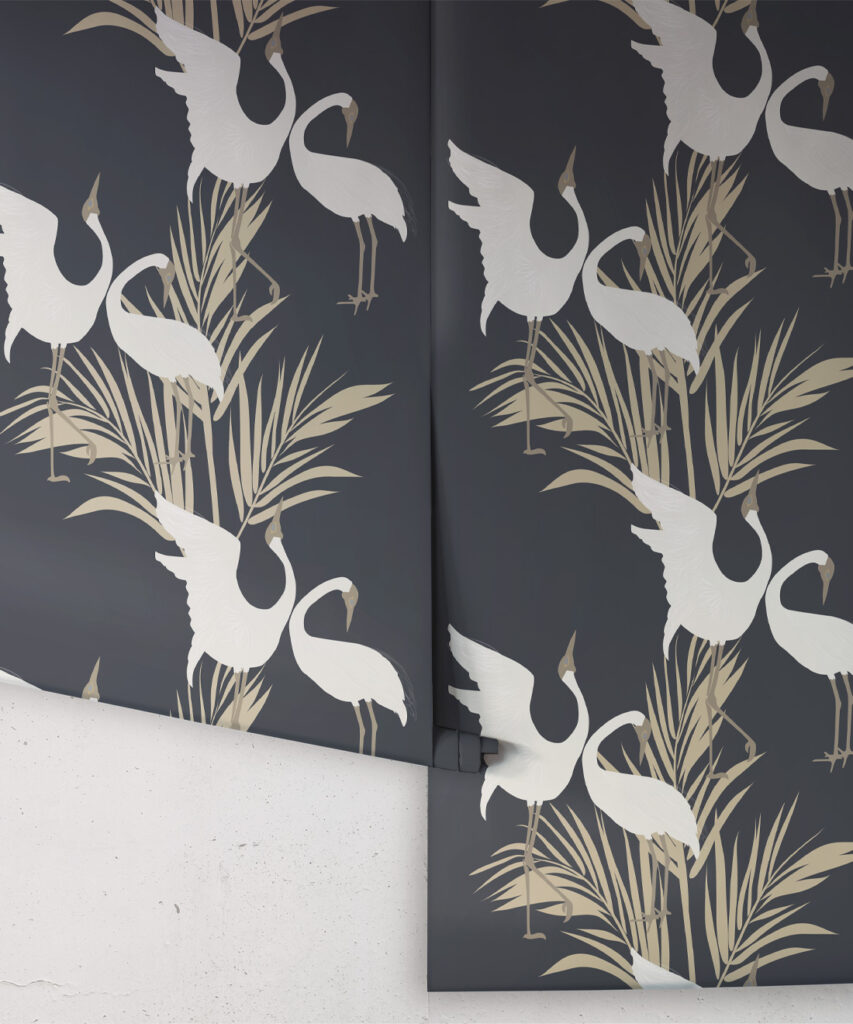 Dancing Brolga Indigo Wallpaper - Image 3