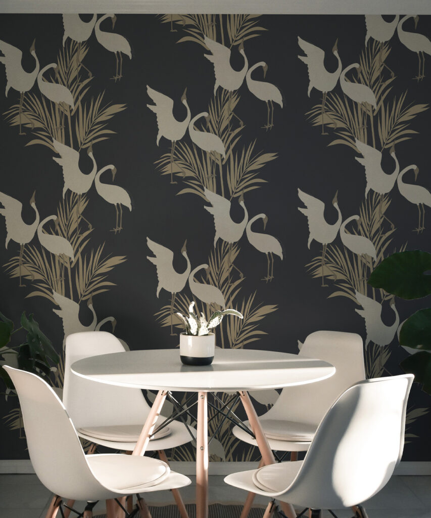 Dancing Brolga Indigo Wallpaper - Image 2