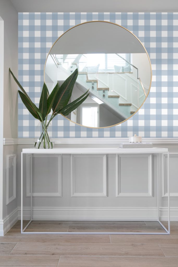 Gingham Dusty Blue Wallpaper - Image 2
