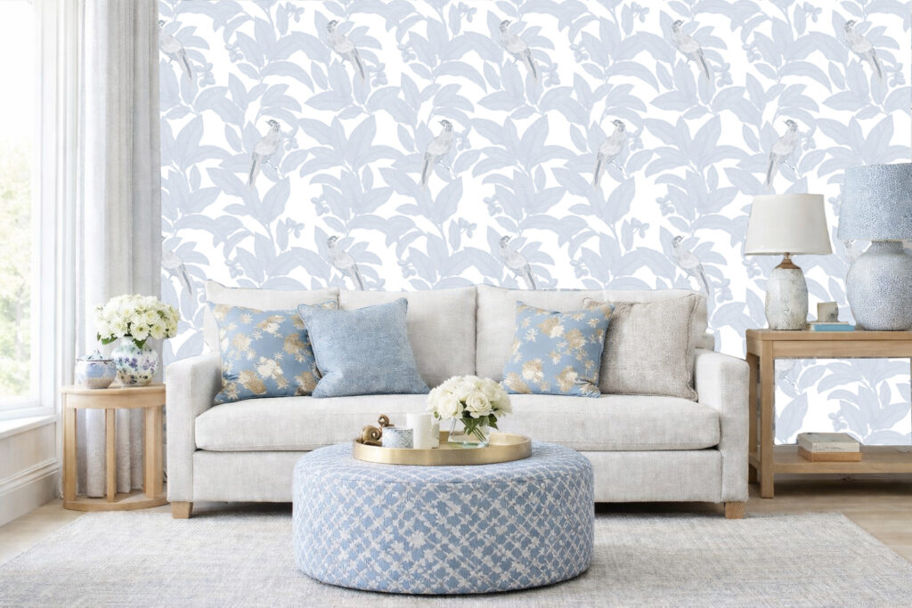 Pheasant Dusty Blue Wallpaper - Image 3