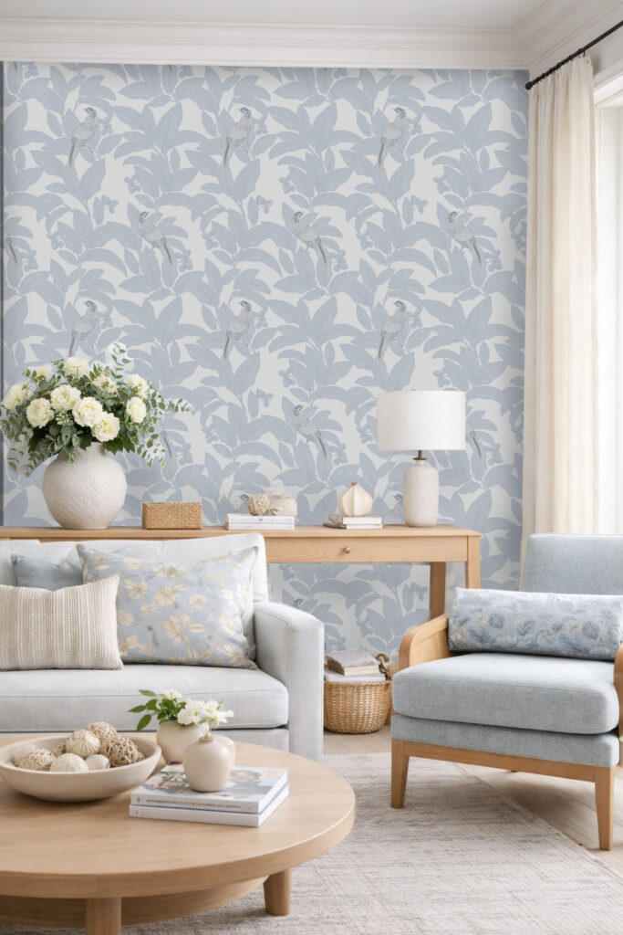 Pheasant Dusty Blue Wallpaper - Image 8