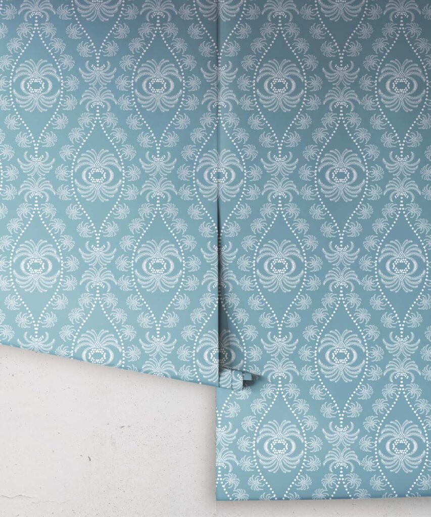 Palm Paisley Bosco Blue Wallpaper - Image 3