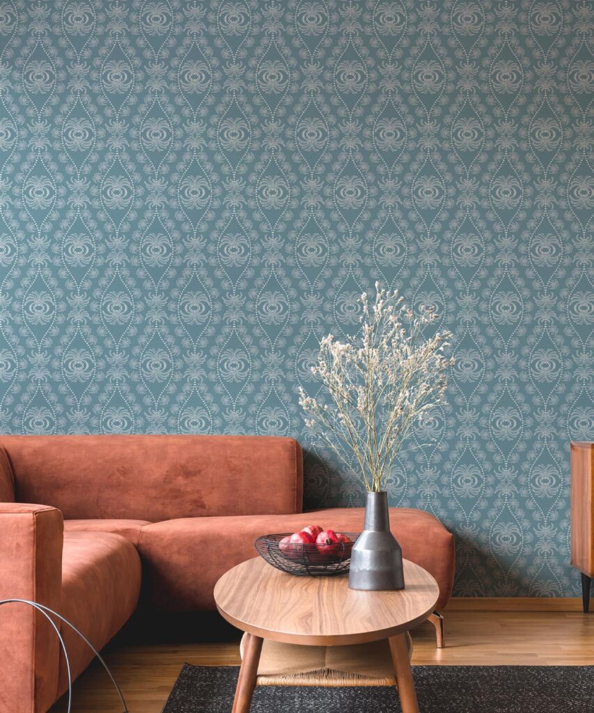 Palm Paisley Bosco Blue Wallpaper - Image 2
