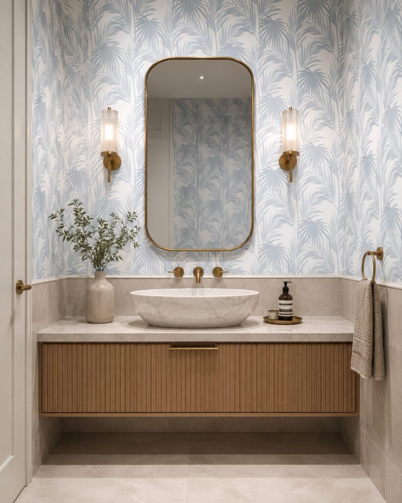 Daintree Palm Powder Blue Wallpaper - Image 6