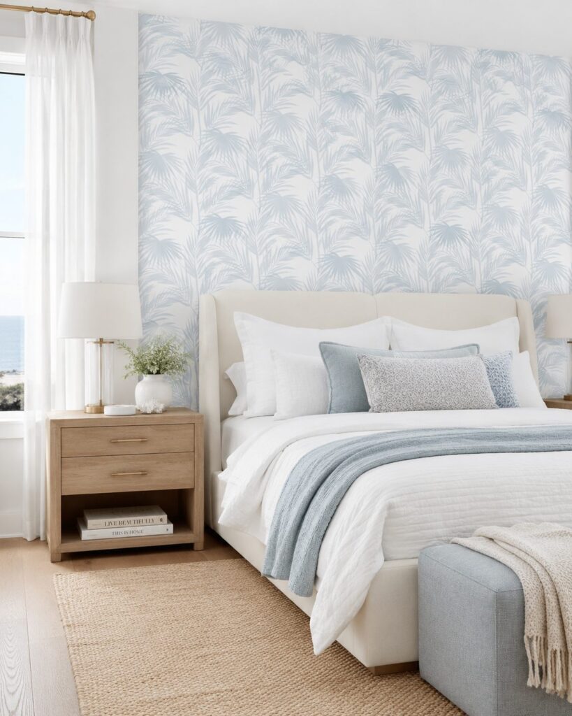 Daintree Palm Powder Blue Wallpaper - Image 3