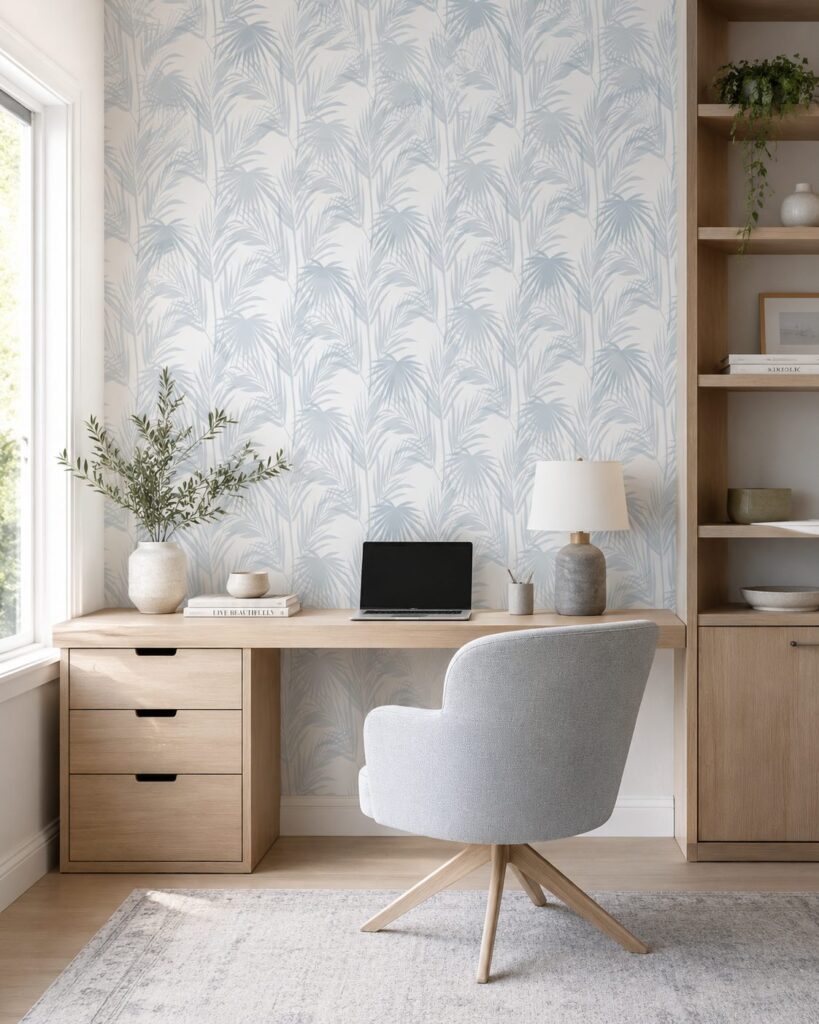 Daintree Palm Powder Blue Wallpaper - Image 5