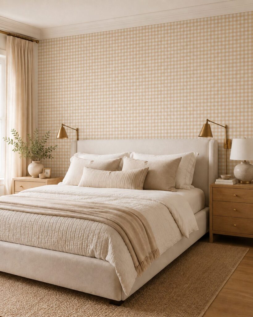 Gingham Honey Peach Wallpaper - Image 4