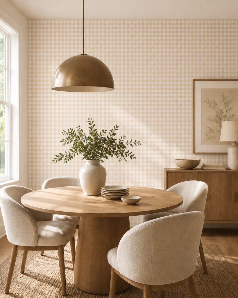 Gingham Honey Peach Wallpaper - Image 5