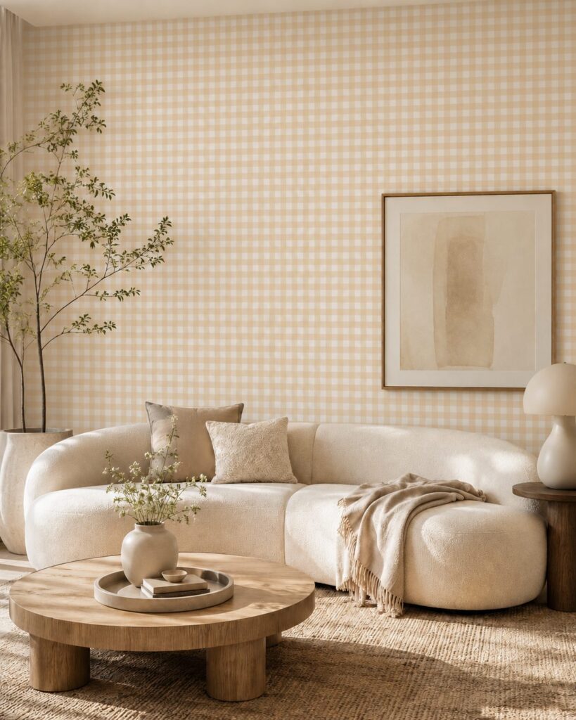 Gingham Honey Peach Wallpaper - Image 6