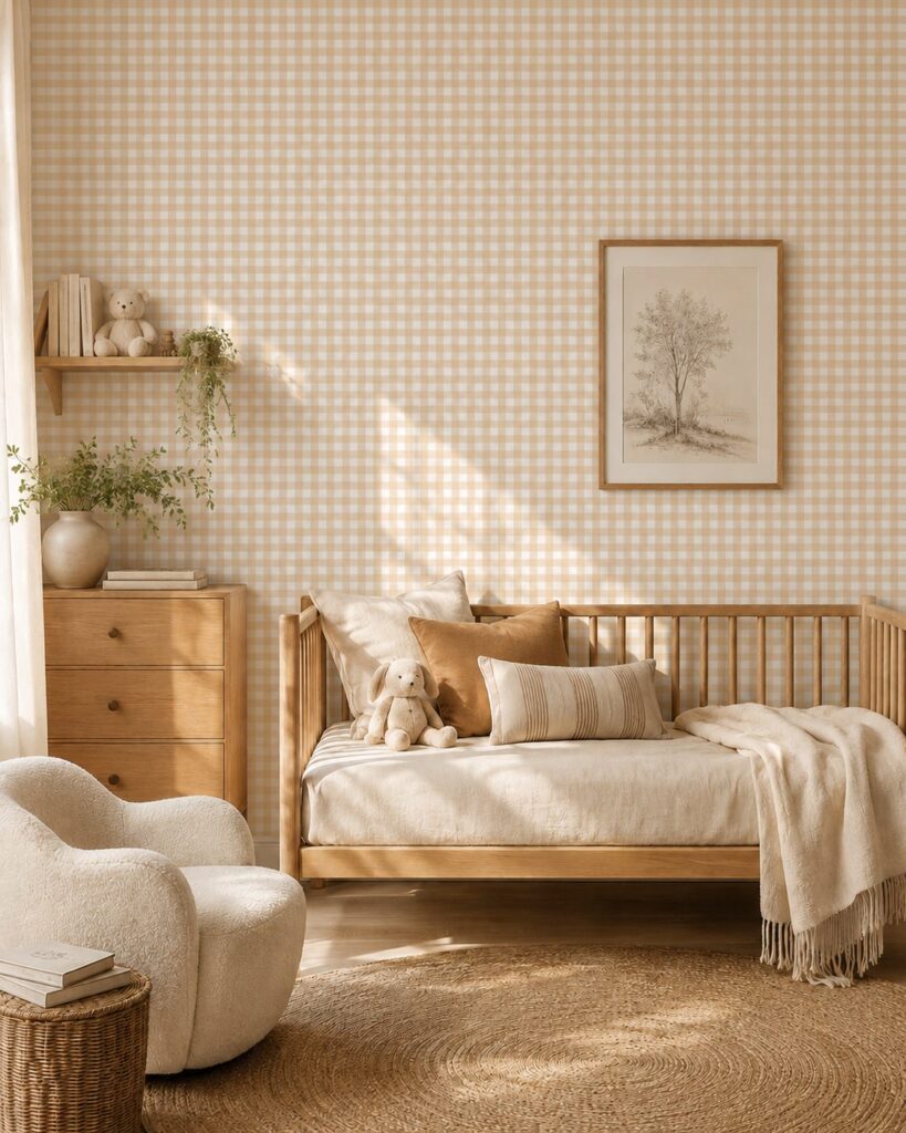 Gingham Honey Peach Wallpaper - Image 7