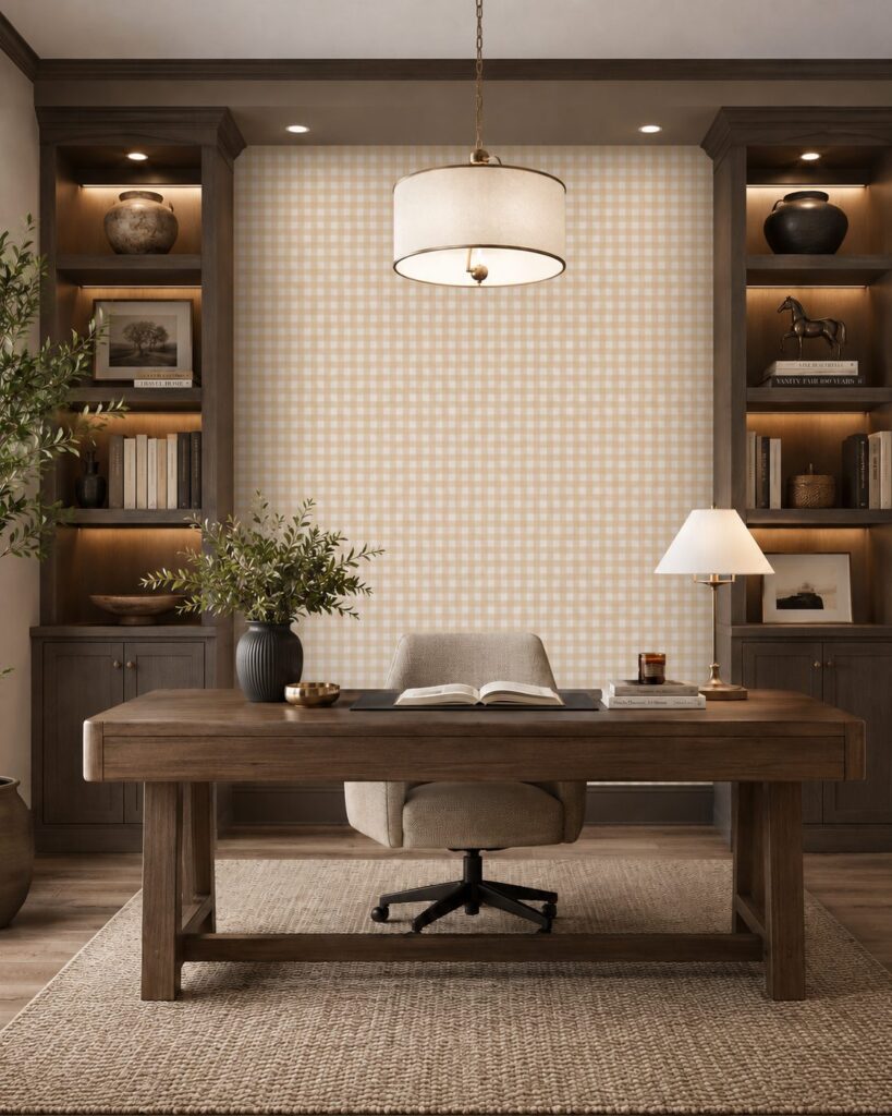 Gingham Honey Peach Wallpaper - Image 3